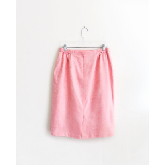 Vintage 80s Light Pink Cotton Skirt Suit fit 10 12 - Picture 5 of 8